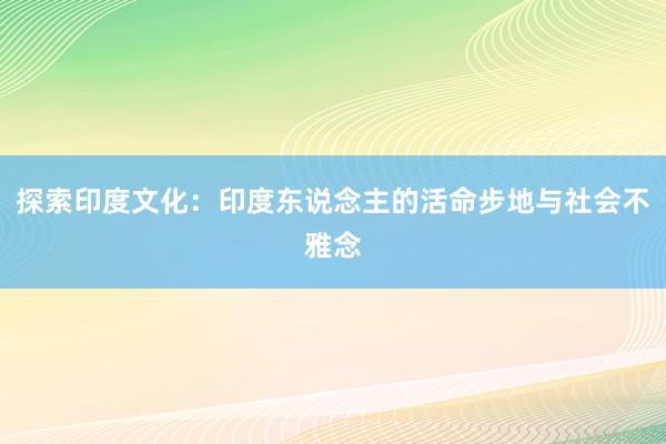 探索印度文化：印度东说念主的活命步地与社会不雅念